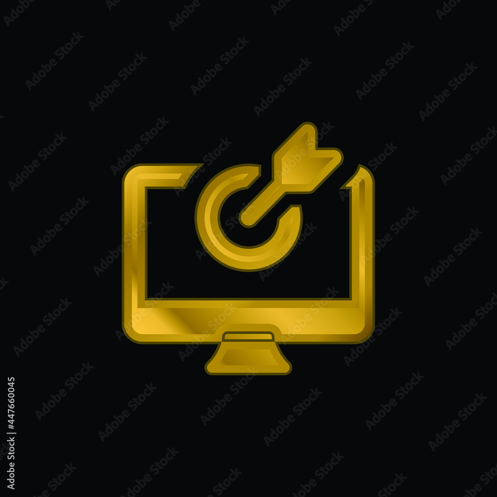 Arrow gold plated metalic icon or logo vector Arrow gold plated metalic icon or logo vector