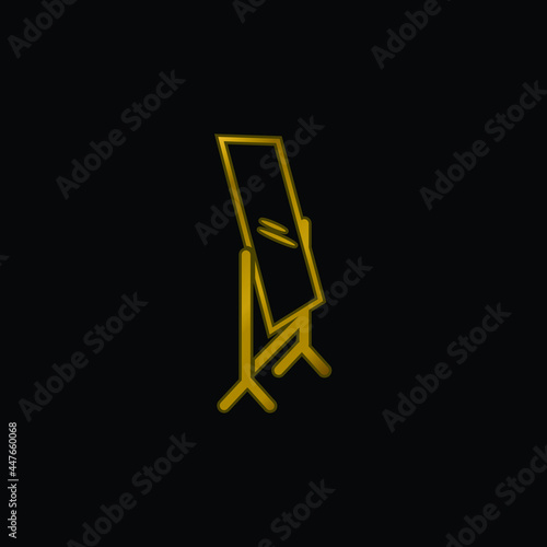 Bedroom Mirror gold plated metalic icon or logo vector