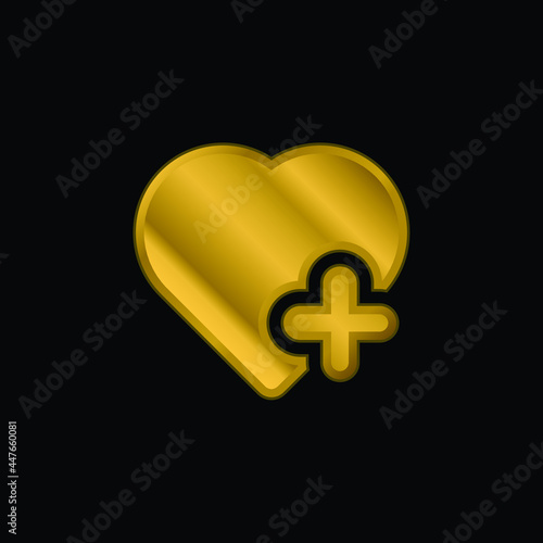 Add To Favourites gold plated metalic icon or logo vector