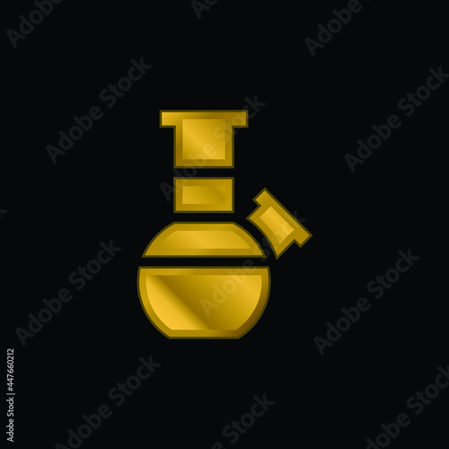 Bong gold plated metalic icon or logo vector