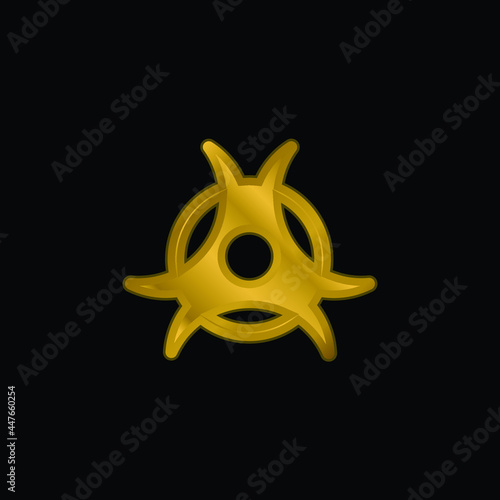 Biohazard gold plated metalic icon or logo vector