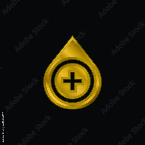 Blood Type gold plated metalic icon or logo vector