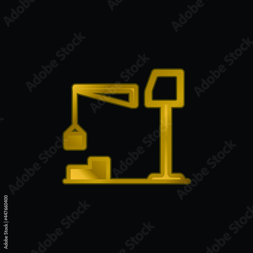 Big Derrick With Boxes gold plated metalic icon or logo vector