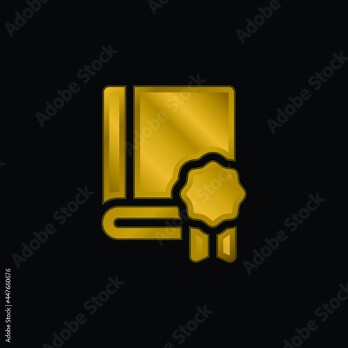 Book gold plated metalic icon or logo vector