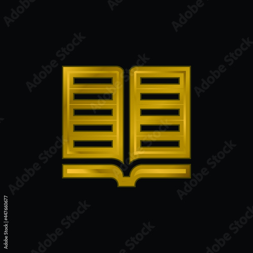 Book gold plated metalic icon or logo vector