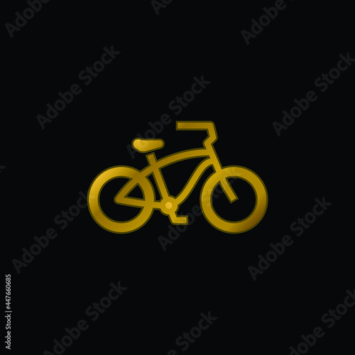 Bicycle gold plated metalic icon or logo vector