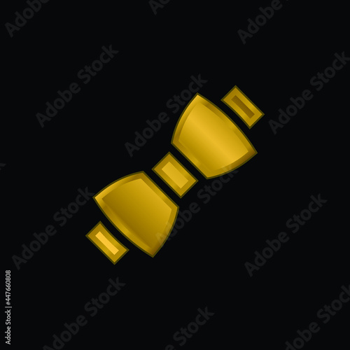 Bow Tie gold plated metalic icon or logo vector