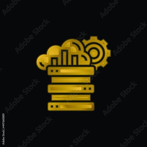 Big Data gold plated metalic icon or logo vector