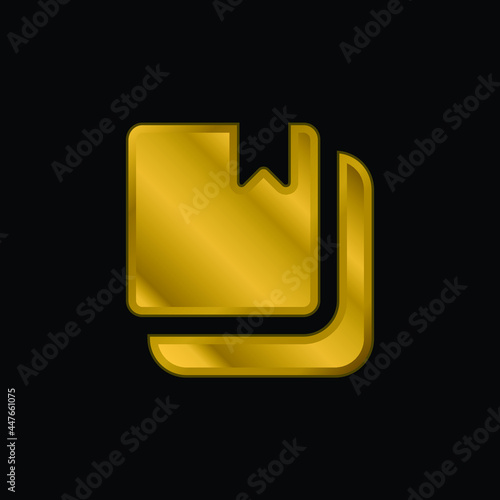 Books With Bookmark gold plated metalic icon or logo vector