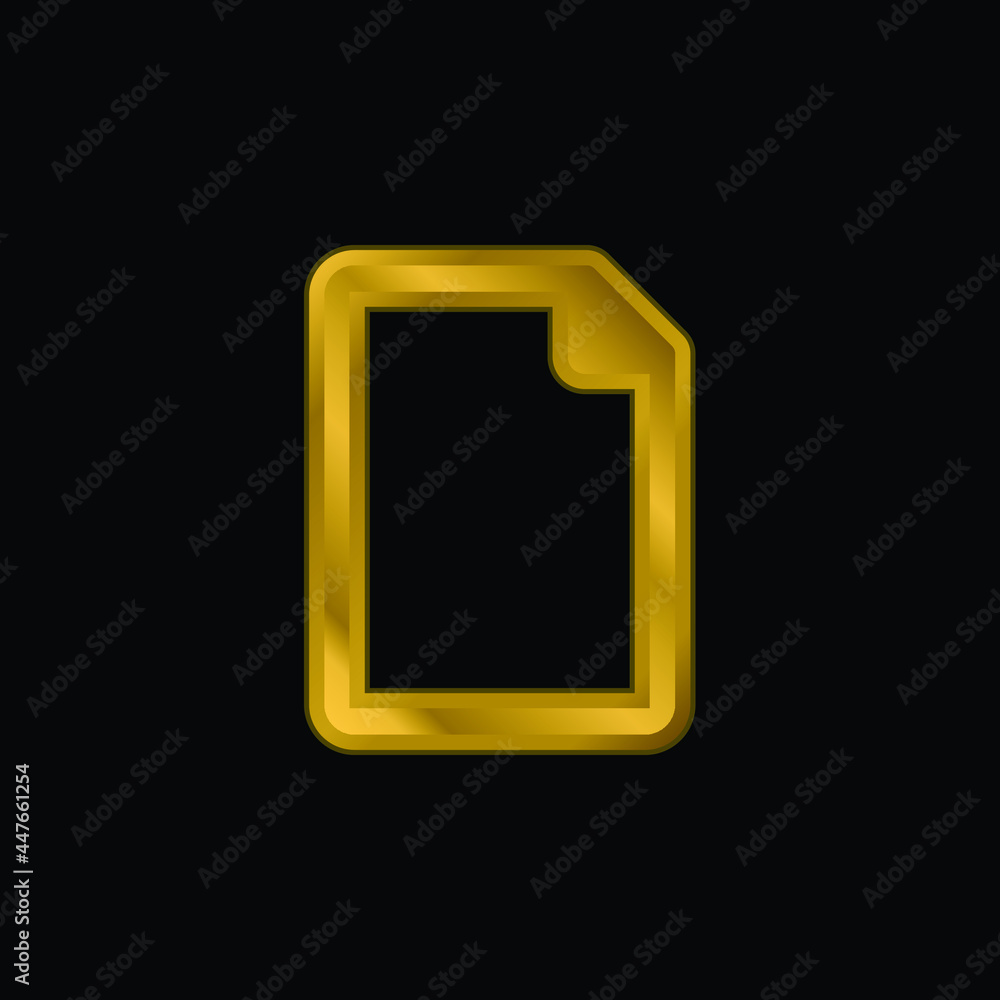 Blank File gold plated metalic icon or logo vector Blank File gold plated metalic icon or logo vector