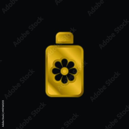 Body Lotion gold plated metalic icon or logo vector