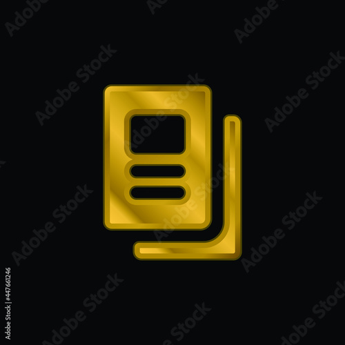 Books gold plated metalic icon or logo vector