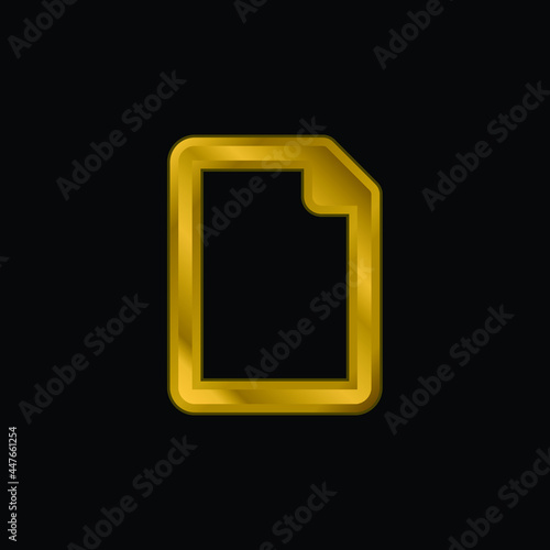 Blank File gold plated metalic icon or logo vector