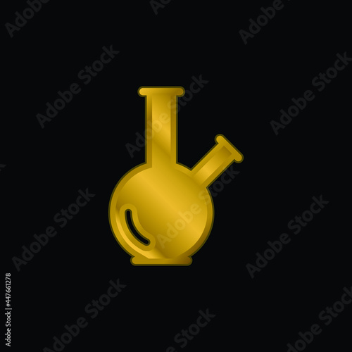 Bong gold plated metalic icon or logo vector