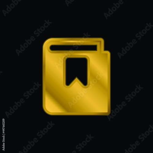 Bookmark gold plated metalic icon or logo vector