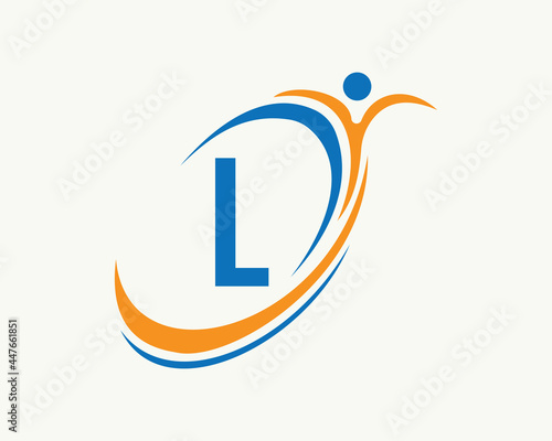 Fitness logo design. Bio, health icon. Medical logo design with L letter concept