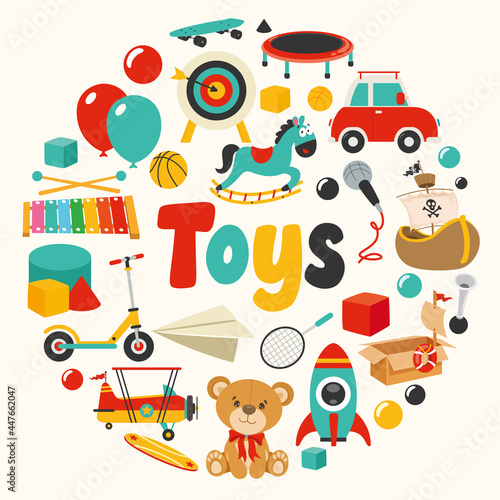 Set Of Various Colorful Toys