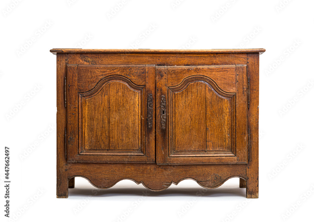 Small old oak cabinet, isolated on white Small old oak cabinet, isolated on white