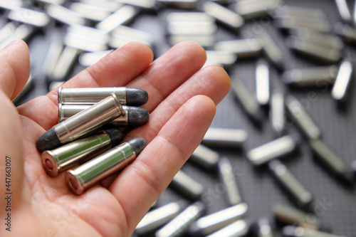 Bullets  Image of Cartridges of .38 pistols ammo. 