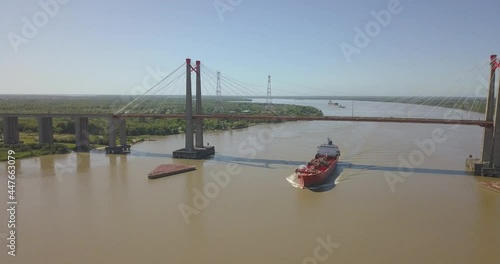 Long Arm Zarate Bridge, located in South America, Argentina, divides the province of Buenos Aires and Entre Rios. photo
