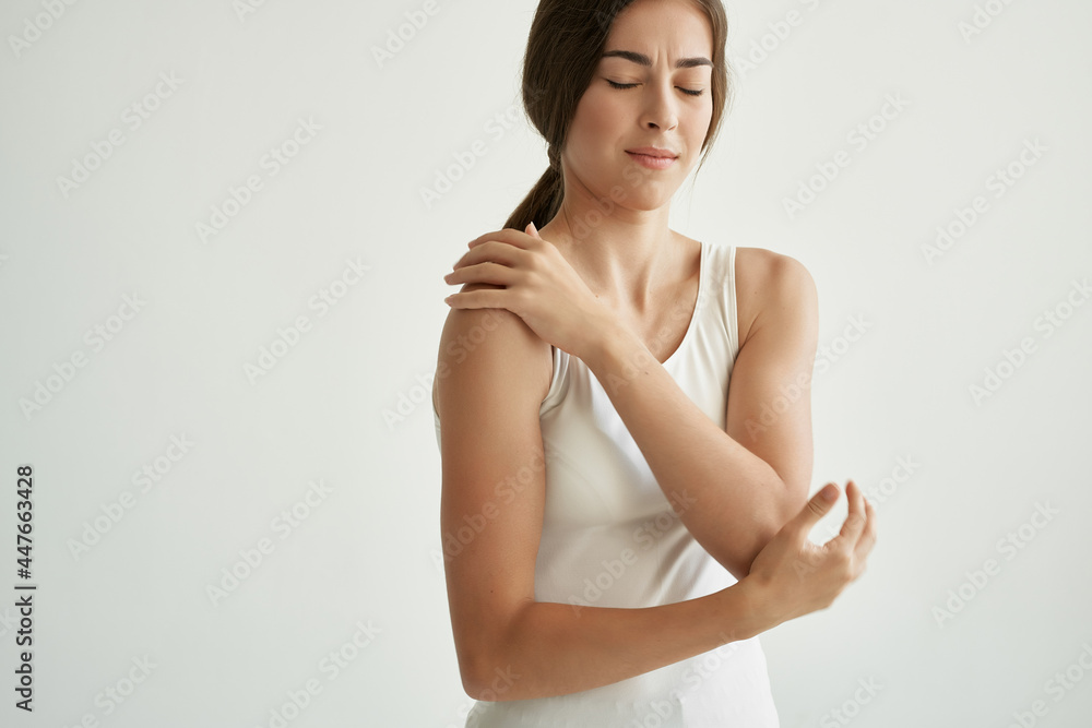 Fototapeta premium woman with joint pain rheumatism health problems medicine