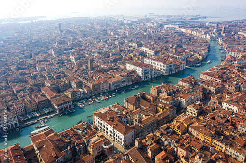 Venice, Grand canal from the sky, aerial view, Italy