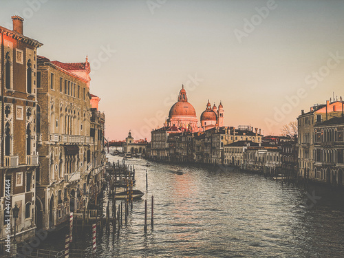 View of the Grand Canal and Basilica Santa Maria della Salute from the Ponte dell'Accademia in Venice, Italy © Eric Isselée