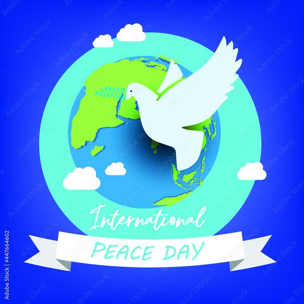 Naklejka premium Sep 21 , international peace day. Illustration concept present peace world.