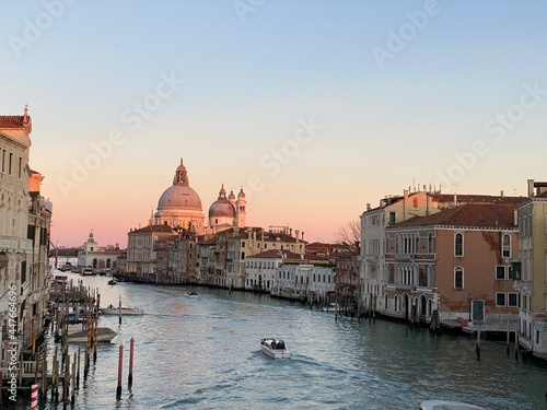 View of the Grand Canal and Basilica Santa Maria della Salute from the Ponte dell'Accademia in Venice, Italy © Eric Isselée