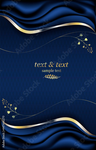 Elegant luxury design on a blue background. Suitable for labels, badges, frames, logos, packaging, perfumes, lotions, soaps, sweets, chocolate. Can be used for background.