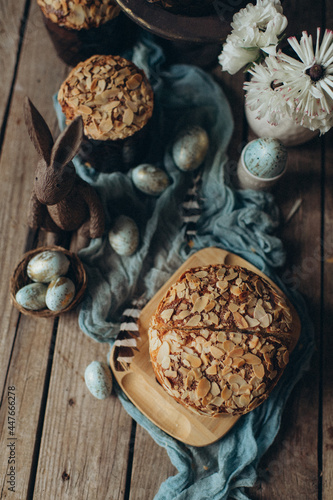 traditional fresh baked goods for easter in rustic style