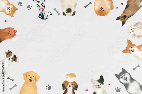Frame with dogs vector on white background