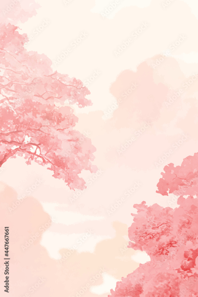 Pink trees and sky banner vector Pink trees and sky banner vector
