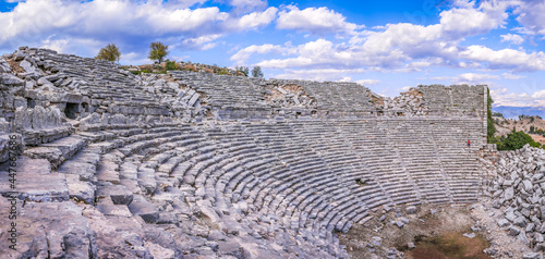 Panoramic view from the ancient Roman Theatre of Selge, Historical place in Altınkaya, Manavgat. photo