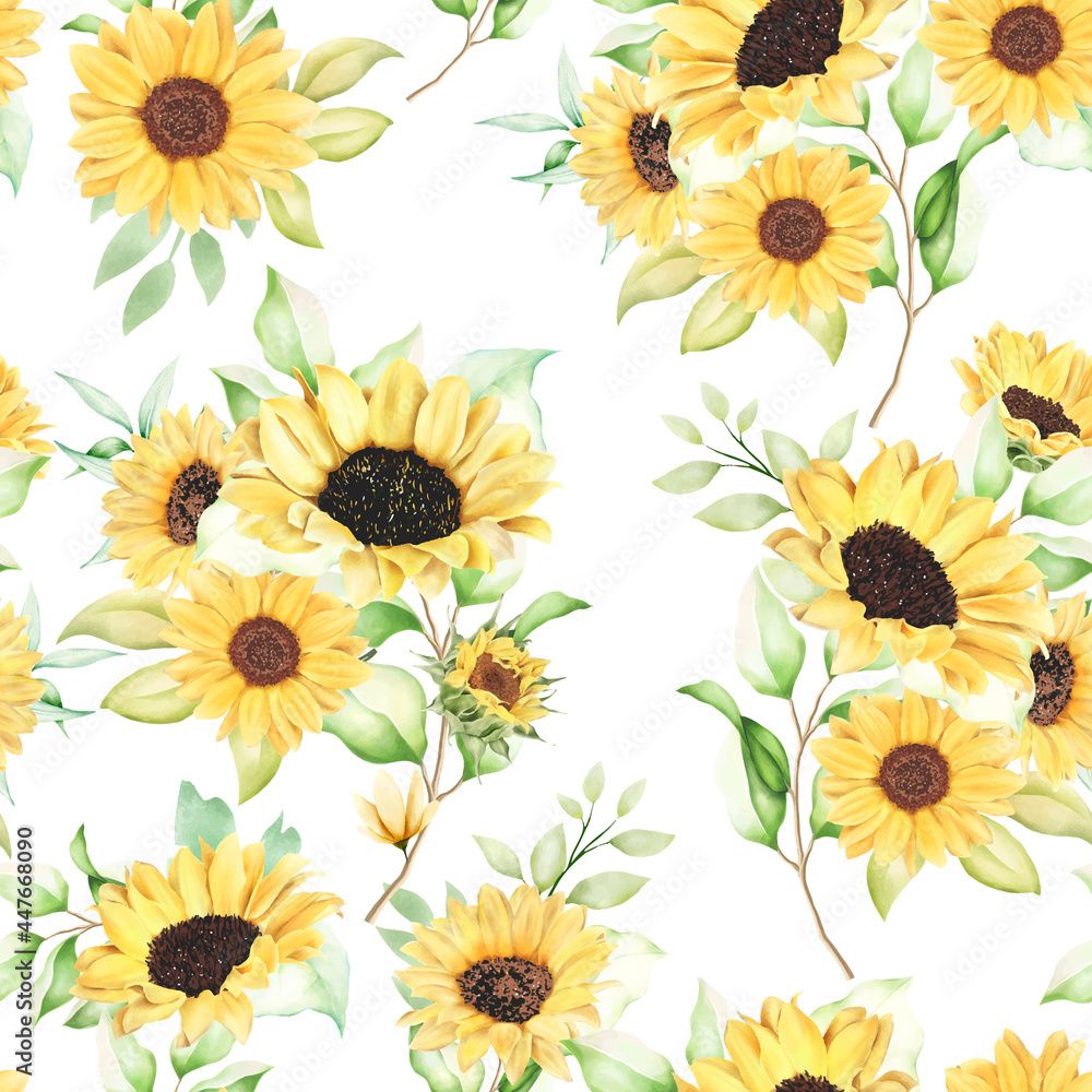 beautiful watercolor sunflower seamless pattern beautiful watercolor sunflower seamless pattern