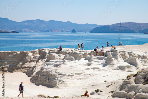 Fototapeta Naklejka Na Ścianę i Meble -  white chalk cliffs in Sarakiniko, Milos island, Cyclades, Greece