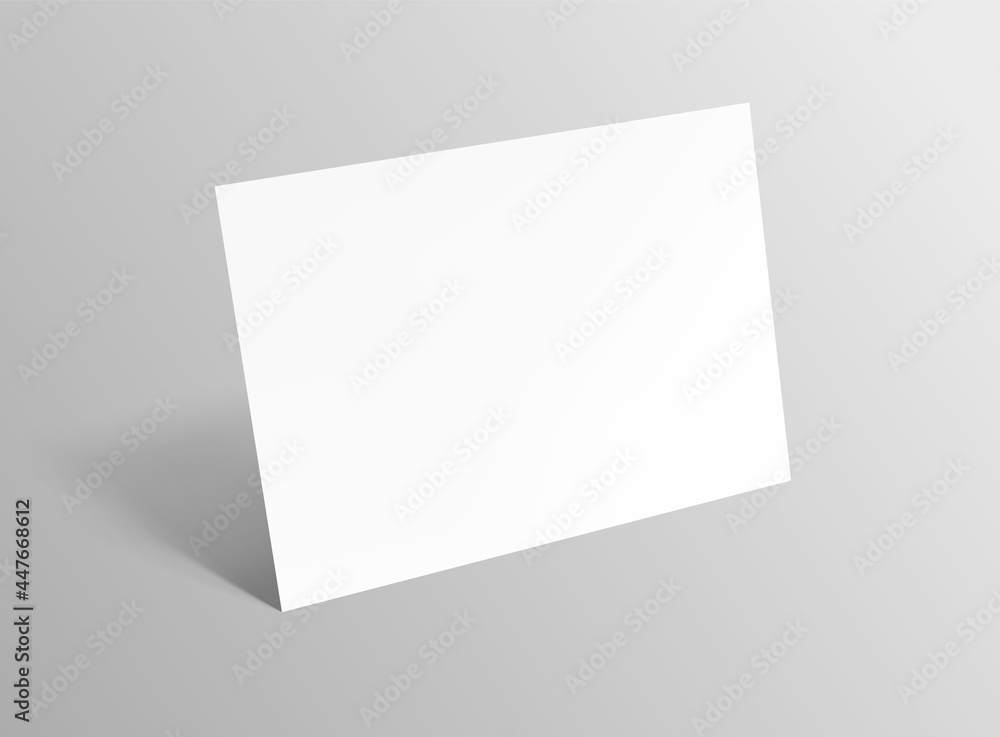 Empty paper sheet.A4 horizontal format paper with shadows on gray background. Magazine, booklet, postcard, banner, flyer, business card or brochure mockup. Vector Illustration EPS10. Empty paper sheet.A4 horizontal format paper with shadows on gray background. Magazine, booklet, postcard, banner, flyer, business card or brochure mockup. Vector Illustration EPS10.
