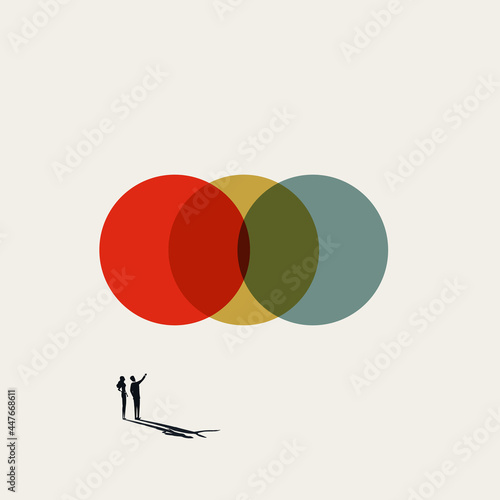Business synergy and teamwork abstract vector concept. Symbol of success, cooperation. Minimal illustration.