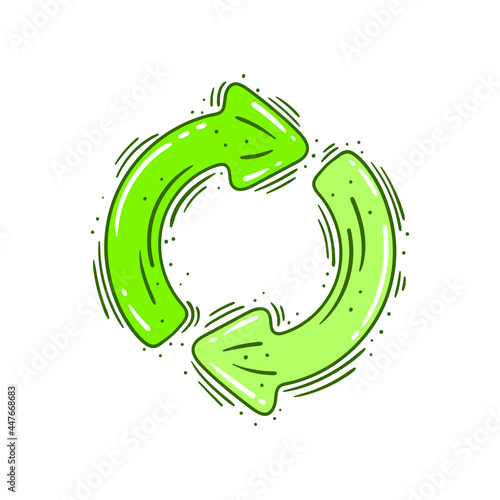 Hand drawn vector illustration of recycling symbol - Round recycle icon - Eco packaging sign - Isolated
