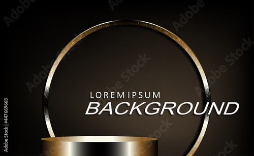 Black stage with geometric round shape, round mosaic frame