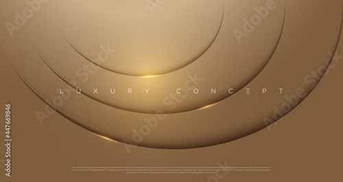 Vector abstract golden luxury backgrounds with light effected geometric graphic elements, cuts, stripes, lines, rounds for poster, flyer, digital board and concept design.