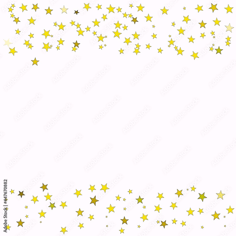 Frame of golden stars pattern on white background, gold yellow on white Frame of golden stars pattern on white background, gold yellow on white