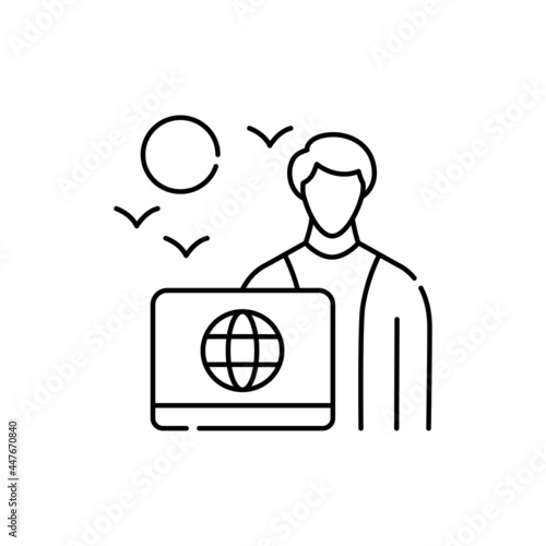 Downshifter olor line icon. Pictogram for web page, mobile app, promo