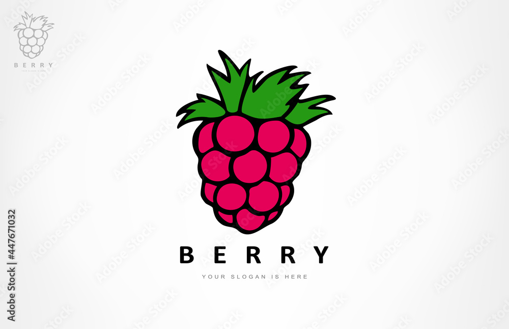 Raspberries logo vector. Berry logo design. Raspberries logo vector. Berry logo design.