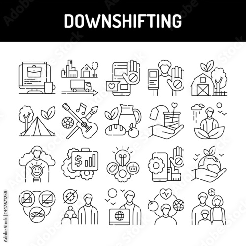 Downshifting line icons set. Isolated vector element.