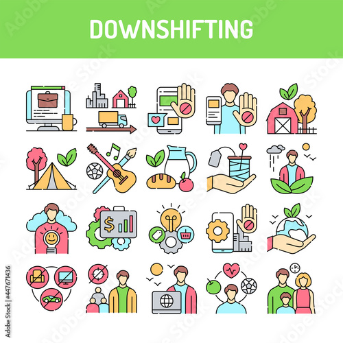 Downshifting line icons set. Isolated vector element.