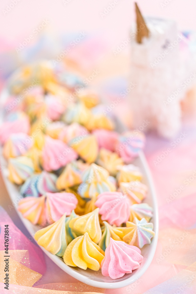 Unicorn meringue cookies