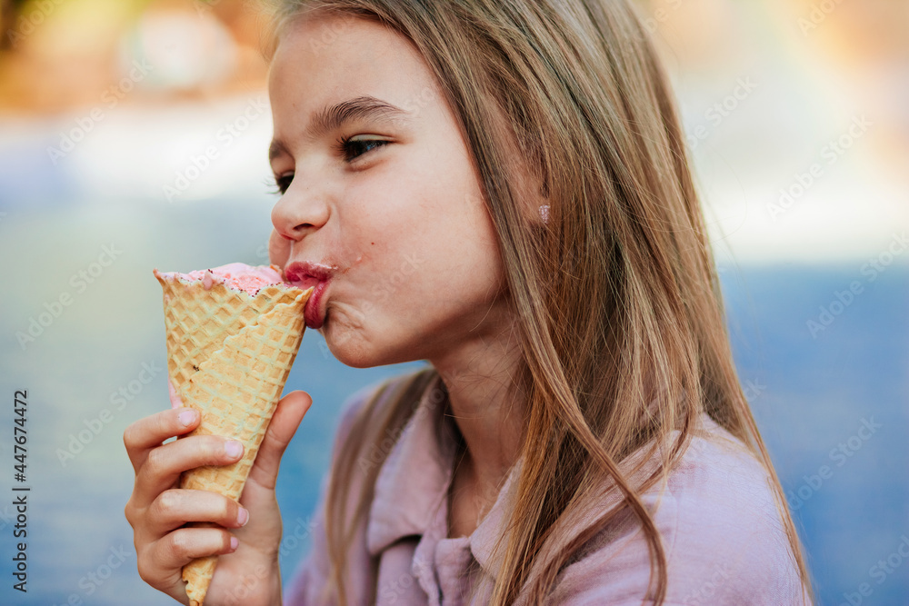 pretty girl eating ice cream