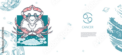 Cancer zodiac sign. Cancer sits in the lotus position. Yoga. The symbol of the astrological horoscope.