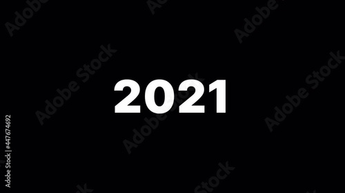 Happy New Year 2022. Animation of the Change of Year. Kinetic Typography. 4k Video with alpha channel and green screen.